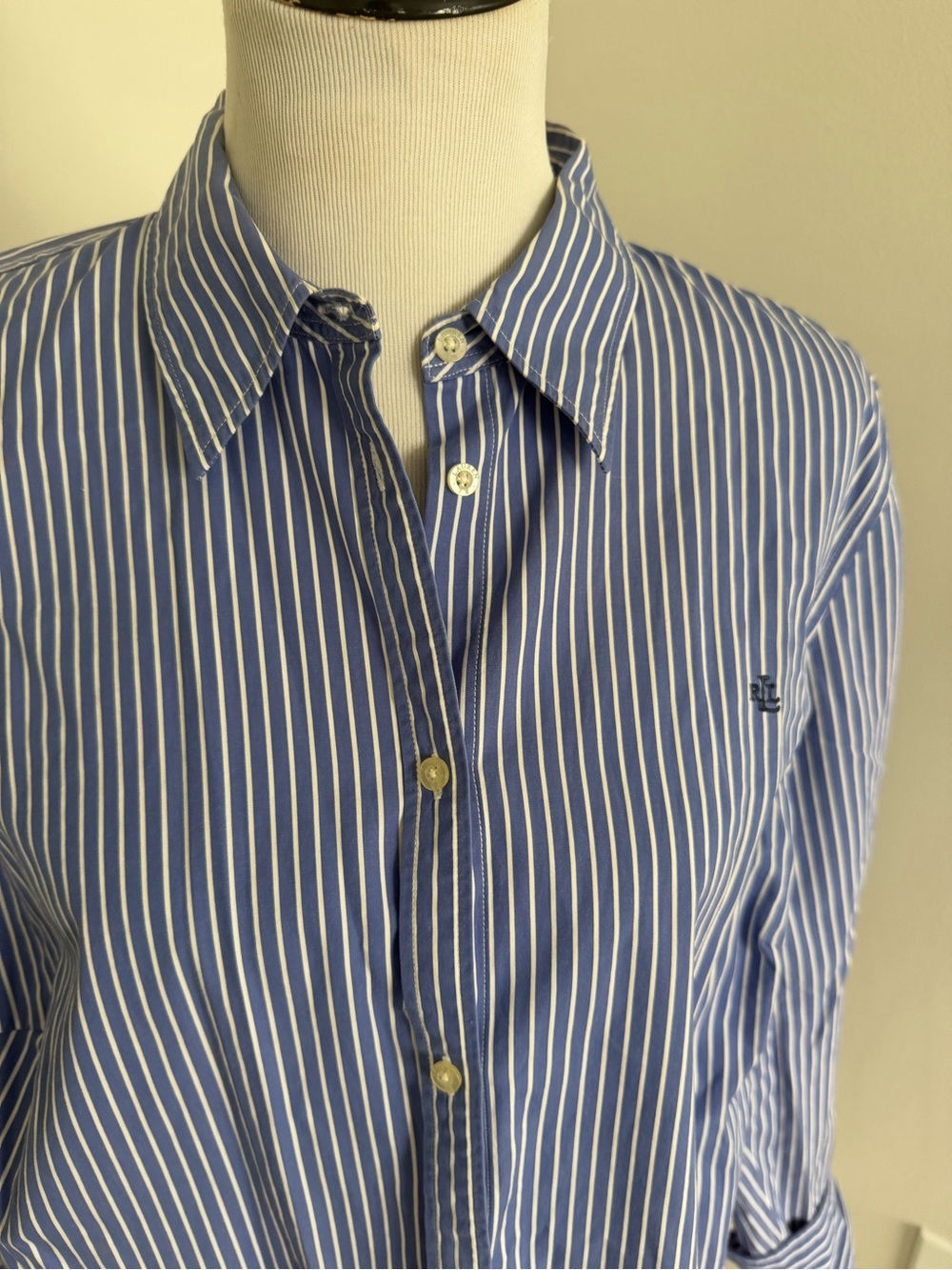 Polo by Ralph Lauren Blue & White Vertical Stripe Button-Down Shirt - Picture 4 of 6